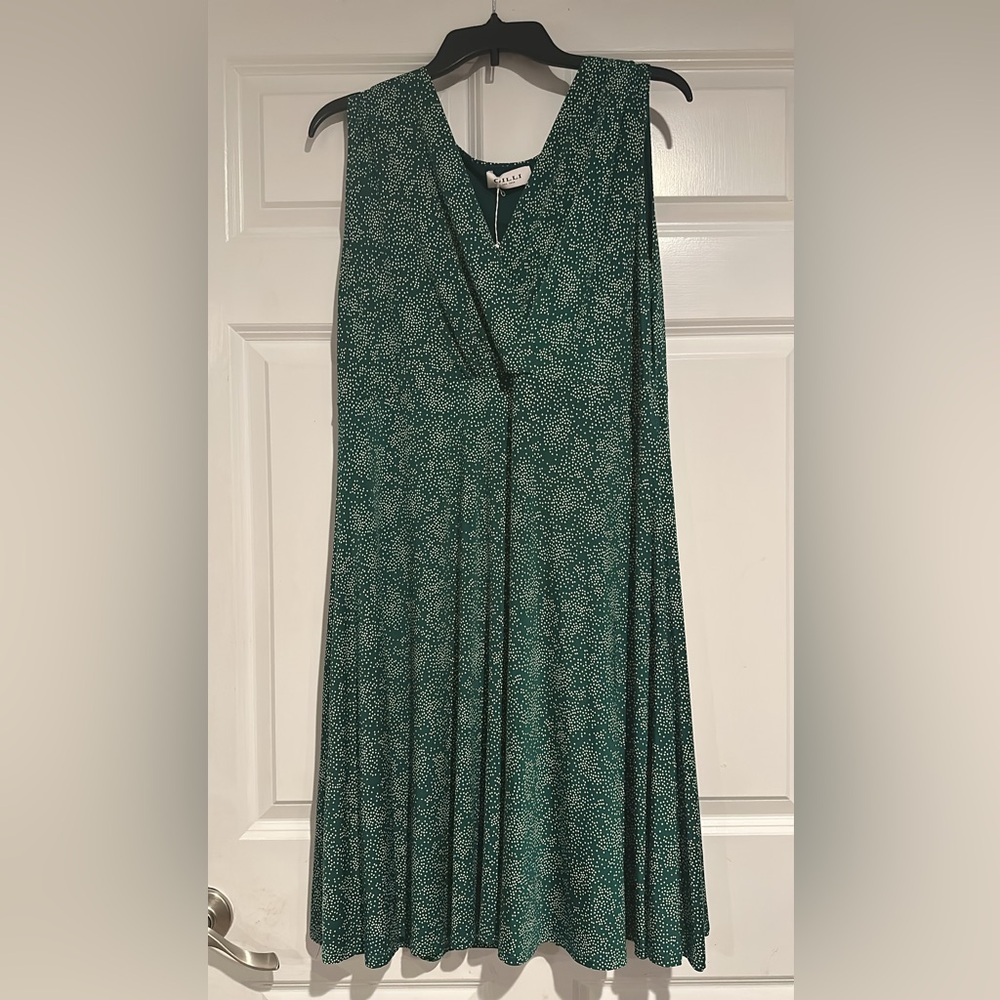Gilli Dark Green Printed A-Line Dress (Stitch Fix)
